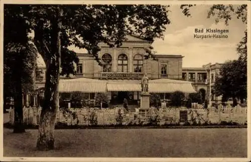 Ak Bad Kissingen Unterfranken Bayern, Kurpark-Kasino, Statue