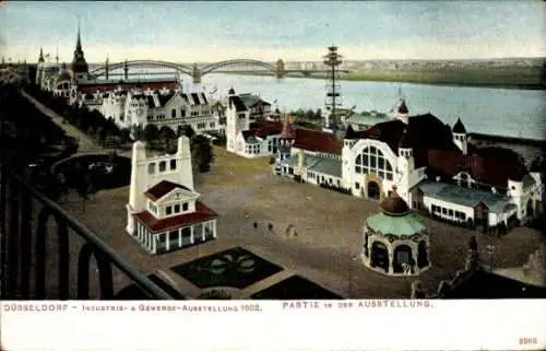 Ak Düsseldorf am Rhein, Industrie- & Gewerbe-Ausstellung 1902, Partie in der Ausstellung, Brücke