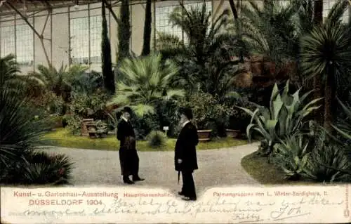 Ak Düsseldorf am Rhein, Palmengruppen, Hauptblumenhalle, Gartenbauausstellung 1904