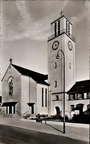 Ak Oppau Ludwigshafen am Rhein, St. Martinskirche, Turmuhr