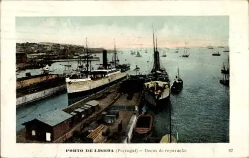 Ak Lisboa Lissabon Portugal, Porto, Docas de reparacao
