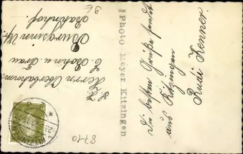 Ak Escherndorf Volkach in Unterfranken, Blick auf Turm, Straße