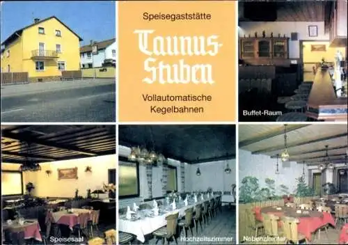 Ak Großkrotzenburg in Hessen, Haus Taunusstuben, Speisesaal, Hochzeitszimmer, Buffet-Raum