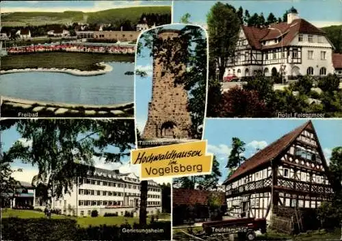 Ak Hochwaldhausen Ilbeshausen Grebenhain Hessen, Taufstein, Teufelsmühle, Genesungsheim