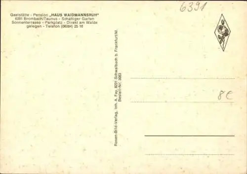 Ak Brombach Schmitten im Taunus Hessen, Gaststätte Haus Waidmannsruh, Panorama