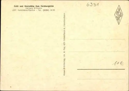 Ak Hunoldstal Schmitten im Taunus Hessen, Café Gaststätte zum Feldbergblick, Inh. Herbert Dittmann