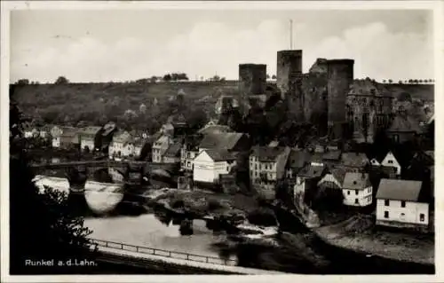 Ak Runkel an der Lahn, Teilansicht, Burg