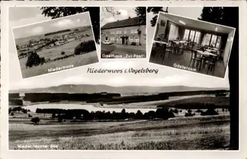 Ak Nieder Moos Niedermoos Vogelsberg Freiensteinau in Hessen, Gasthaus Zur Post, Gästeraum