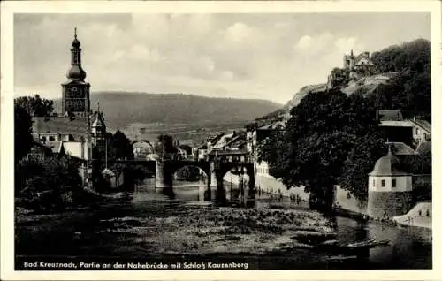 Ak Bad Kreuznach an der Nahe, Nahebrücke, Schloss Kauzenberg