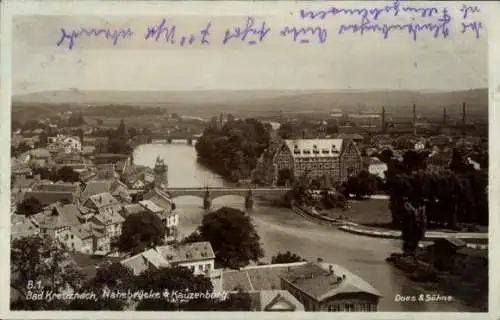 Ak Bad Kreuznach in Rheinland Pfalz, Nahebrücke, Kauzenburg