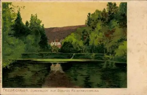 Künstler Litho Friedrichroda im Thüringer Wald, Schloss Reinhardsbrunn