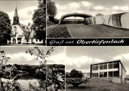 Ak Obertiefenbach Beselich Hessen, Kirche, Seeblick, Gebäude