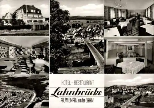 Ak Aumenau Villmar in Hessen, Teilansicht, Hotel Restaurant Lahnbrücke