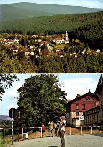 Ak Bayerisch Eisenstein im Bayrischen Wald Niederbayern, Totalansicht, Grenze