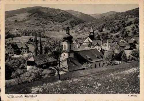 Ak Muhlbach sur Bruche Mühlbach Elsass Bas Rhin, Kirche, Panorama vom Ort