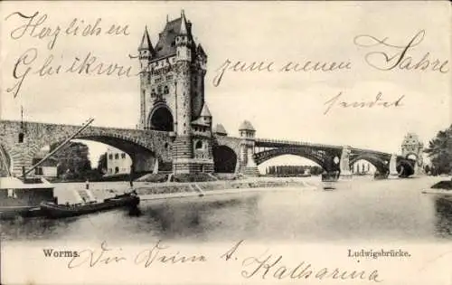 Ak Worms am Rhein, Ludwigsbrücke