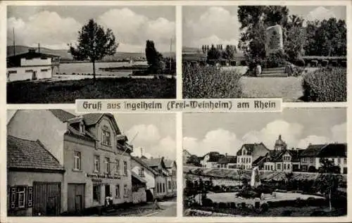 Ak Ingelheim am Rhein, Frei Weinheim, Teilansicht, Metzgerei G. Metzger, Denkmal