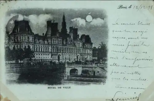 Mondschein Ak Paris IV, Rathaus