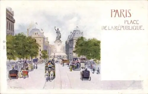 Künstler Ak Paris III., Place de la République, Denkmal