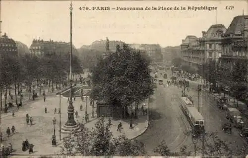 Ak Paris III, Panorama des Place de la République