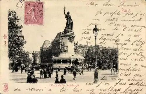 Ak Paris III, Place de la République, Denkmal