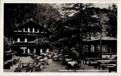 Ak Sankt Johann im Pongau in Salzburg, Gasthaus und Eingang zur Liechtensteinklamm