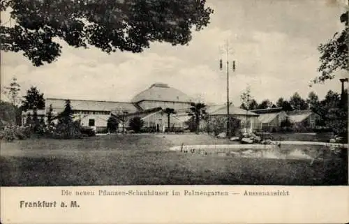 Ak Frankfurt am Main, neue Pflanzenschauhäuser im Palmengarten, aussen