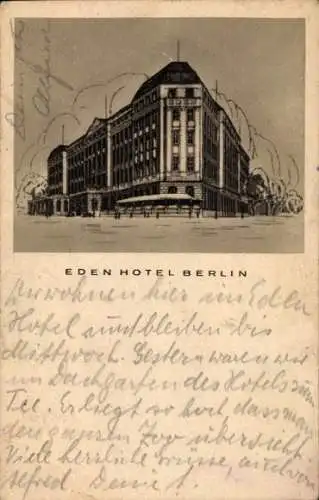 AK Berlin Tiergarten, Eden-Hotel,  Kurfürstendamm 246/247, Budapester Straße 35