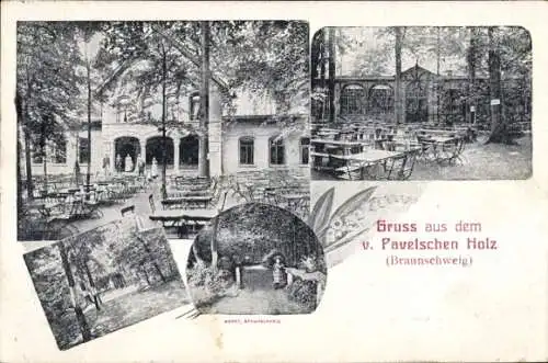 Ak Braunschweig, Pawelsches Holz, Gasthaus, Terrasse, Waldpartie