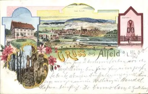 Litho Alfeld an der Leine, Gesamtansicht, Gasthaus