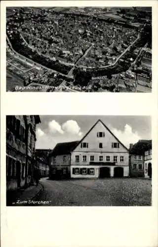 Ak Bad Windsheim in Mittelfranken, Fliegeraufnahme, Gasthaus Zum Storchen