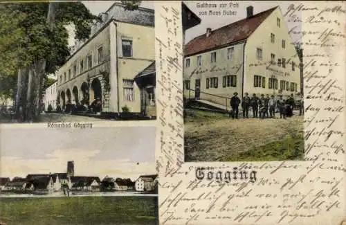 Ak Bad Gögging Neustadt an der Donau Niederbayern, Römerbad, Gasthaus zur Post