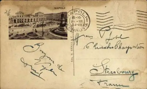 Ak Napoli Neapel Campania, Blick zum ausbrechenden Vesuv