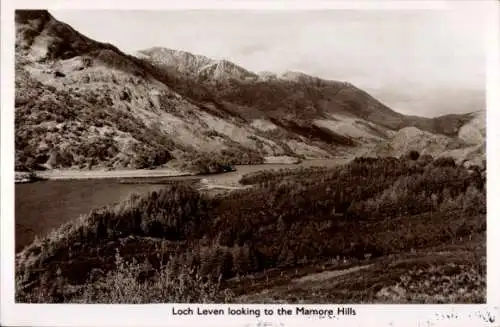 Ak Schottland, Loch Leven mit Blick auf die Mamore Hills