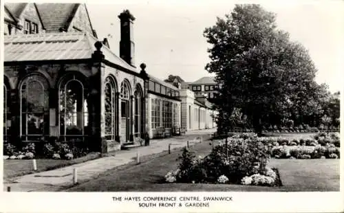 Ak Swanwick Derbyshire England, The Hayes Conference Centre, Südfassade, Gärten