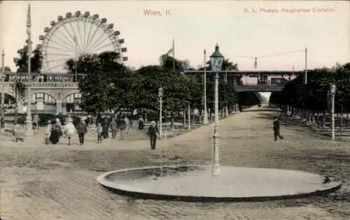 Ak Wien 2 Leopoldstadt, Prater, Hauptallee, Einfahrt