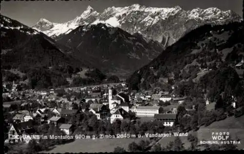 Ak Schruns in Vorarlberg, Panorama, Montafon, Zimba, Vandanser Wald