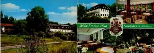 Klapp Ak Sandplacken Oberursel im Taunus Hessen, Pension Heid, Außenansicht, Gastraum, Terrasse