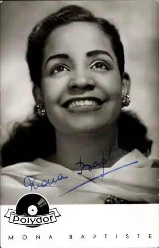 Ak Sängerin und Schauspielerin Mona Baptiste, Portrait, Polydor Schallplatten, Autogramm