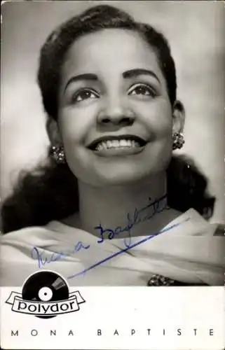 Ak Sängerin und Schauspielerin Mona Baptiste, Portrait, Polydor Schallplatten, Autogramm