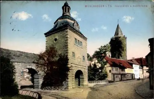 Ak Mühlhausen in Thüringen, Frauentor, Rabenturm