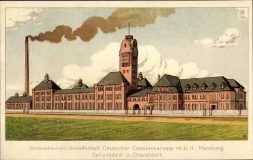 Ak Düsseldorf am Rhein, Seifenfabrik, Großeinkaufs Ges. Dt. Consumvereine mbH Hamburg