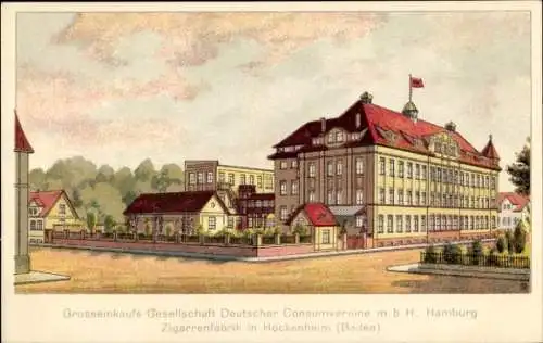 Ak Hockenheim in Baden, Zigarrenfabrik