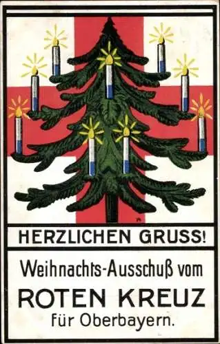 Ak Glückwunsch Weihnachten, Kriegsweihnacht, Tannenbaum, Bayerisches Rotes Kreuz