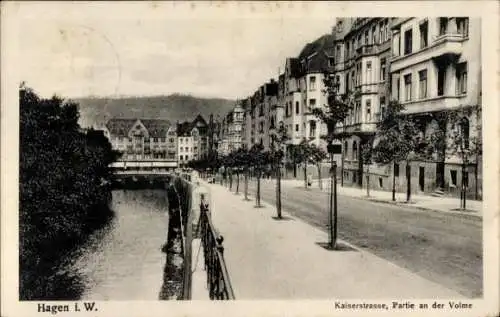 Ak Hagen in Westfalen Ruhrgebiet, Kaiserstraße, Volme, Wohnhäuser