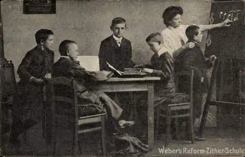 Ak Großröhrsdorf in Sachsen, Weber's Reform, Zither-Schule