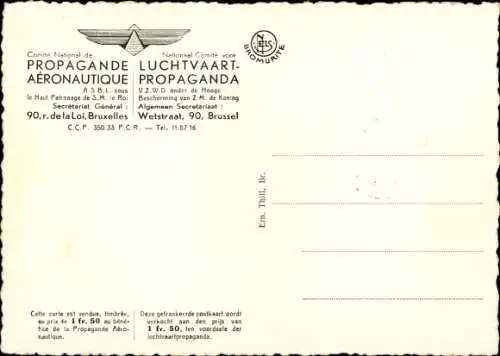 Maximum Ak Belgien, Nationales Komitee für Luftfahrt-Propaganda, König Leopold III. im Flugzeug