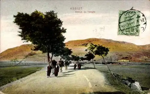 Ak Assiut Ägypten, Straße zum Tempel