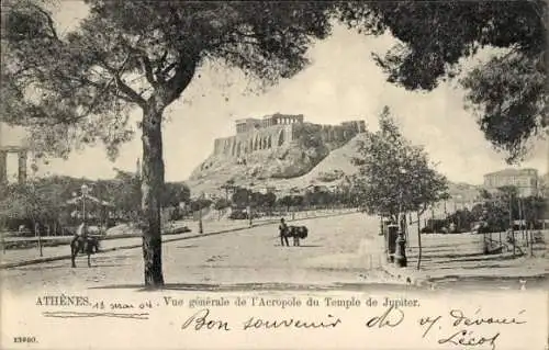 Ak Athen Griechenland, Vue generale de l'Acropole du Temple de Jupiter