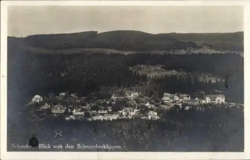 Ak Schierke Wernigerode im Harz, Blick von den Schnarcherklippen